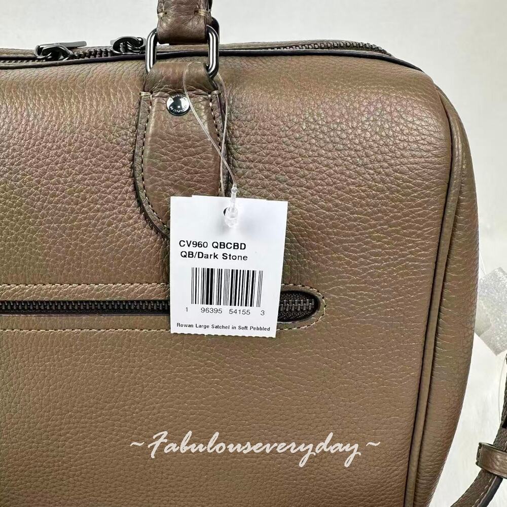 Coach Rowan Large Satchel Bag Crossbody In Leather/QB/Dark Stone CV960 NWT - Picture 5 of 8